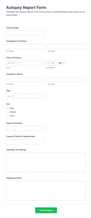 Autopsy Report Form Template