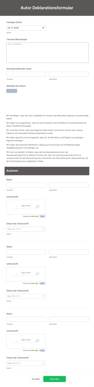 Autor Deklarationsformular
