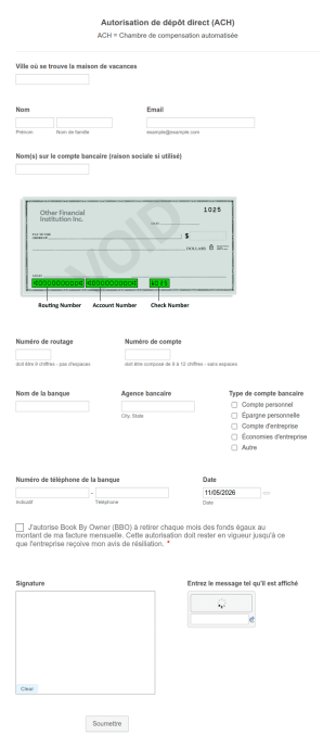 Autorisation Bancaire (ACH)