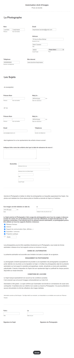 Autorisation Droit D'images Famille