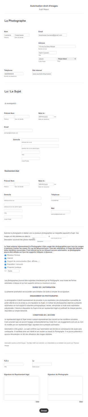Autorisation Droit D'images (Mineur)