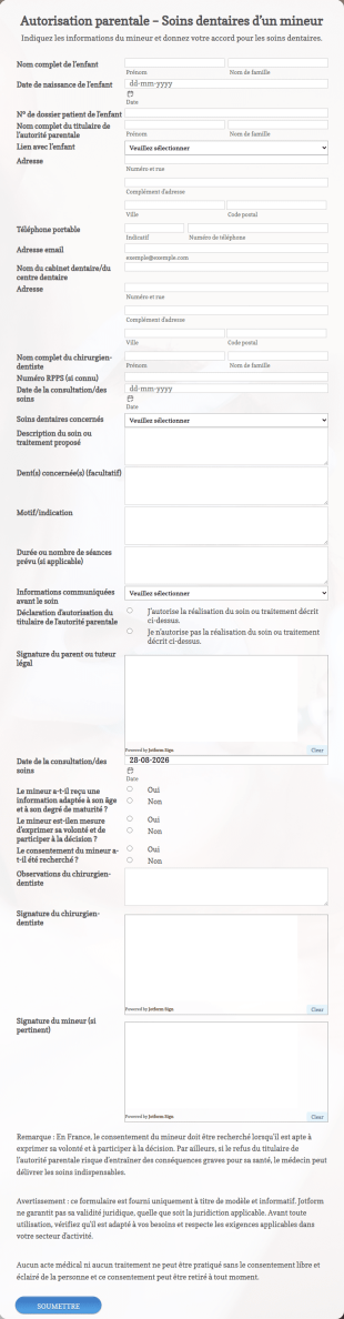 Autorisation Parentale Dentiste