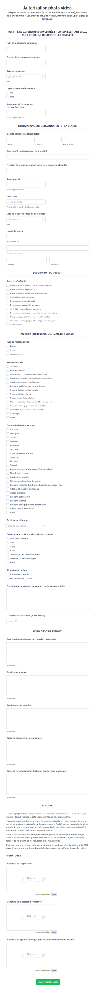 Autorisation Photo Vidéo