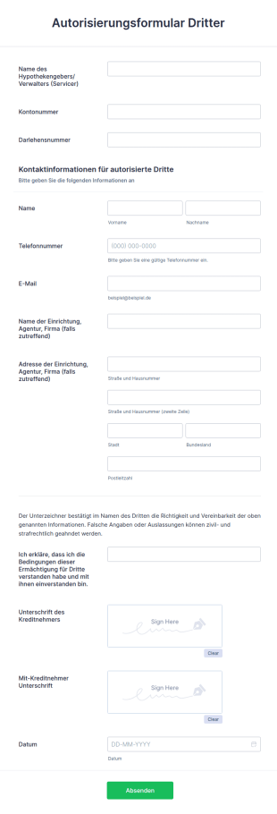 Autorisierungsformular Dritter