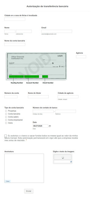 Autorização De Transferência Bancária