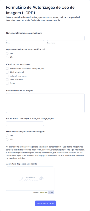 Autorização De Uso De Imagem — LGPD