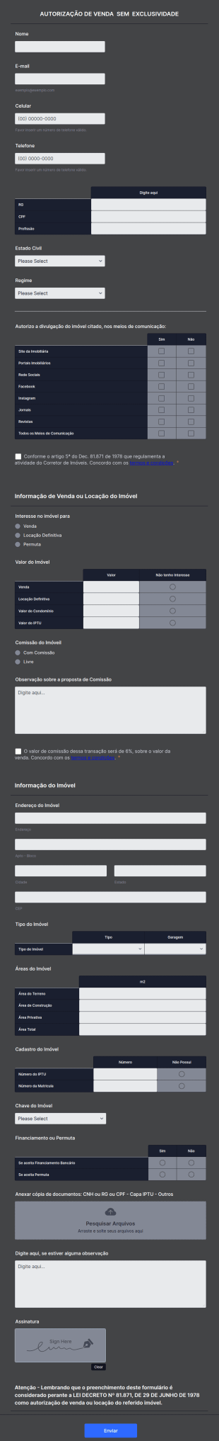 Autorização De Venda Sem Exclusividade
