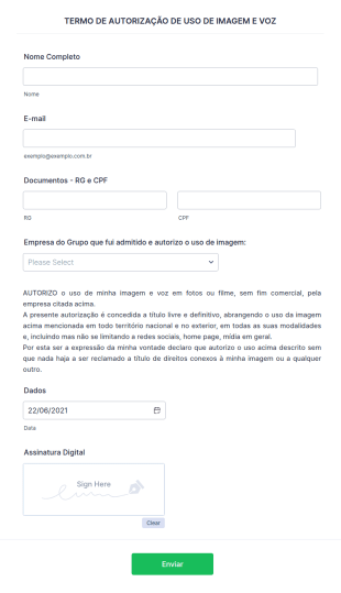 Autorização Para Uso De Imagem E Voz