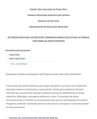 Autorización De Comunicaciones Educativas Alternas
