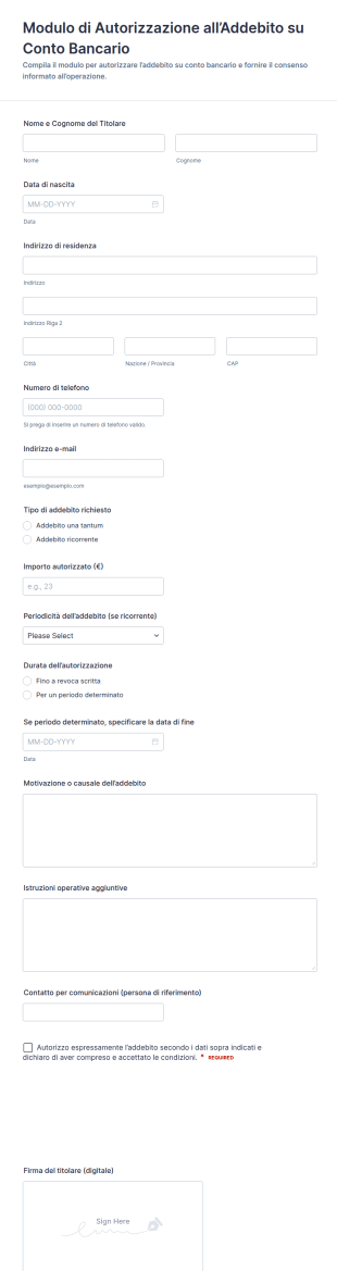 Autorizzazione Al Conto Bancario