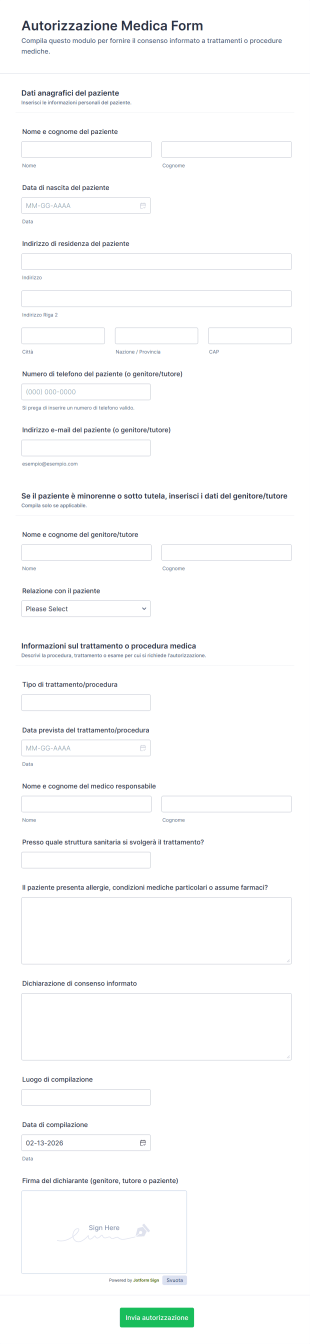 Autorizzazione Medica Form