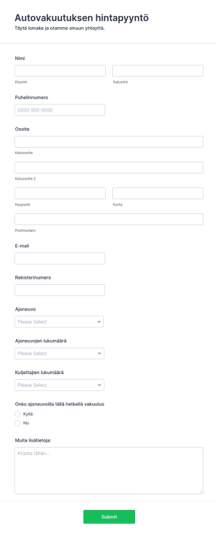 Autovakuutuksen Hintapyyntö