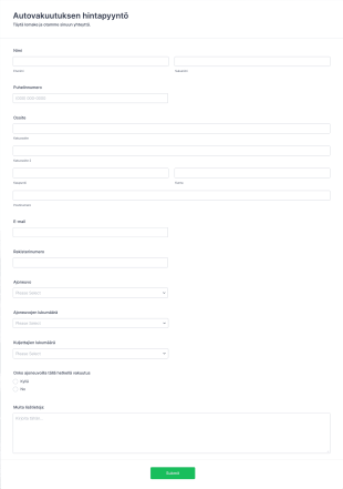 Autovakuutuksen Hintapyyntö Form Template