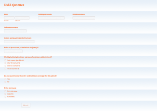 Autovakuutuksen Rekisteröintilomake Form Template