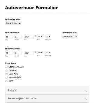 Autoverhuur Formulier Form Template