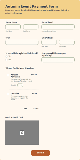 Autumn Event Payment Form Template