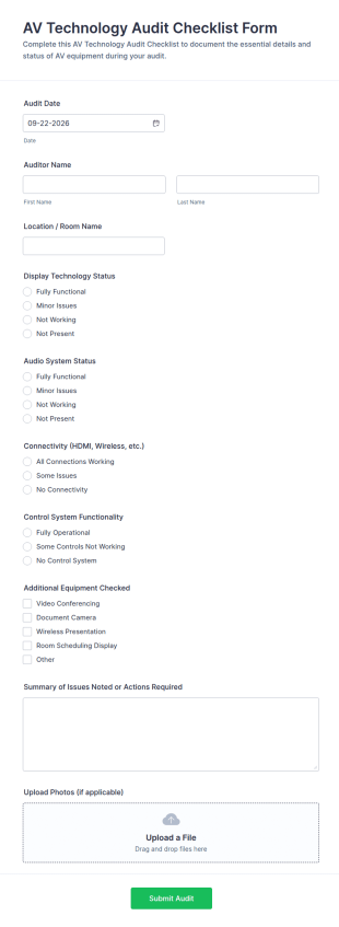AV Technology Audit Checklist Form Template