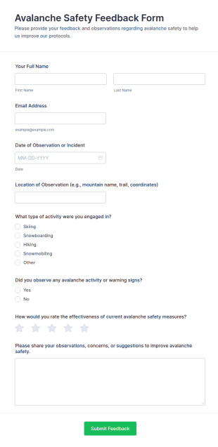 Avalanche Safety Feedback Form Template