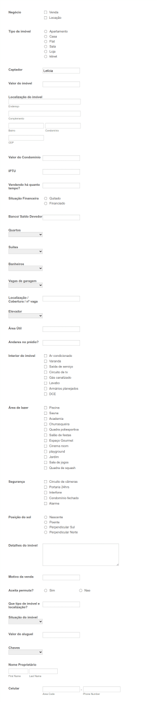 Avaliação Imobiliário Form Template