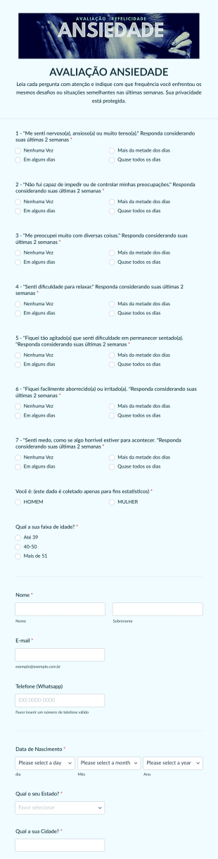 Avaliação Ansiedade Form Template