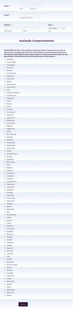 Avaliação Comportamental (NeoTempus) Form Template