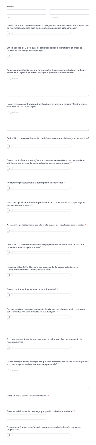 Avaliação De Desempenho Liderança