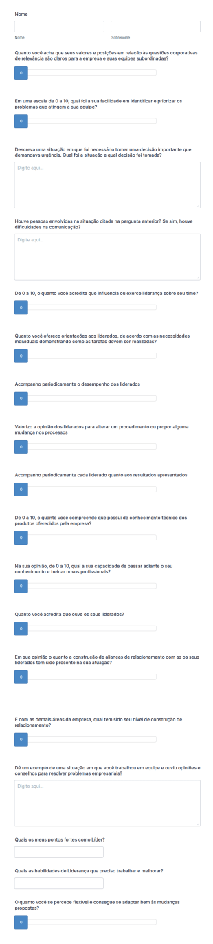 Avaliação De Desempenho Liderança