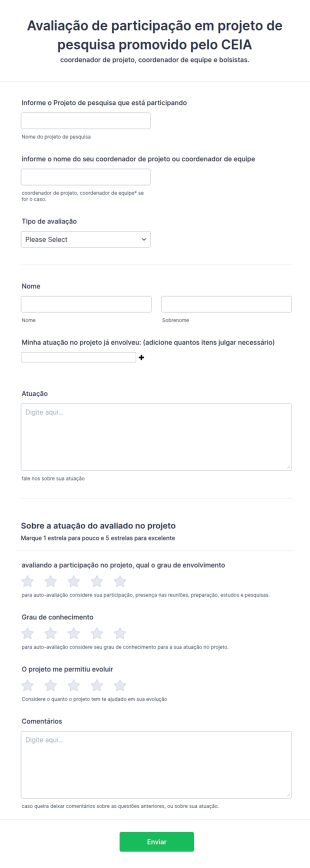 Avaliação De Participação Em Projeto De Pesquisa