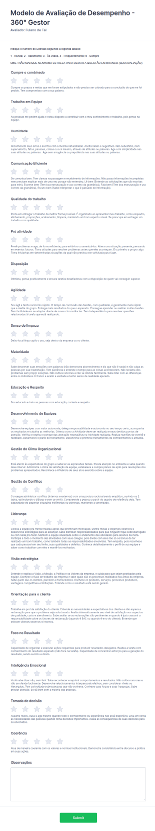 Modelo De Avaliação De Desempenho