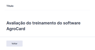 Avaliação Do Treinamento Do Software AgroCard