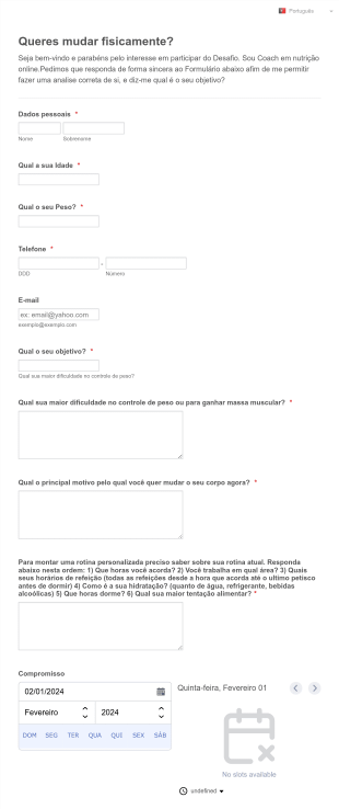 AVALIAÇÃO Gátis COACH Bem Estar Online Form Template