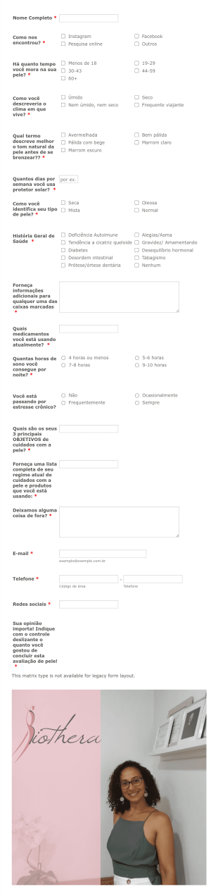 Avaliação Virtual Da Pele Form Template