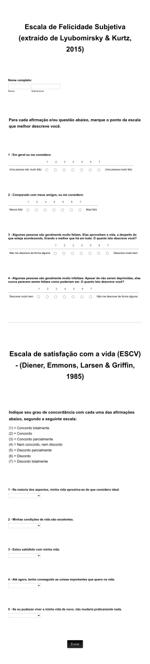 Pesquisa Sobre Felicidade E Satisfação Com A Vida Form Template