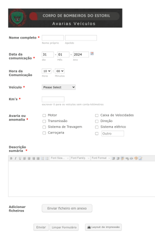 Avarias De Veículos Form Template