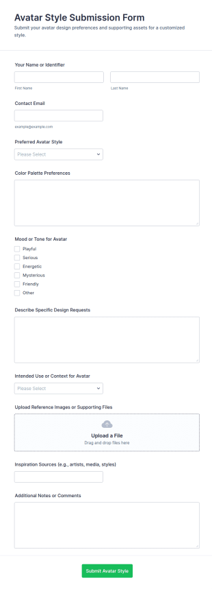 Avatar Style Submission Form Template