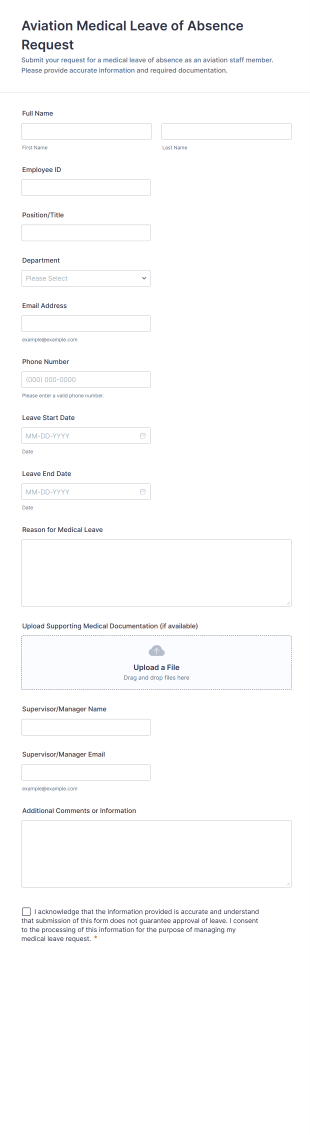 Aviation Medical Leave Of Absence Request Form Template