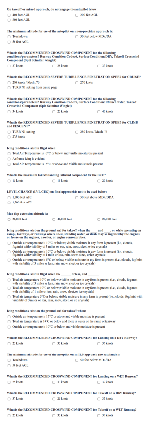 Aviation Quiz Form Template