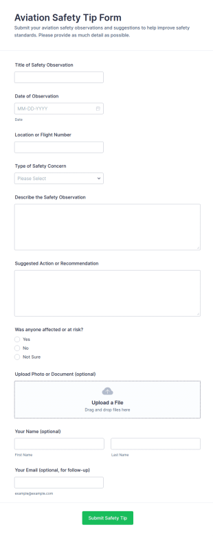 Aviation Safety Tip Form Template