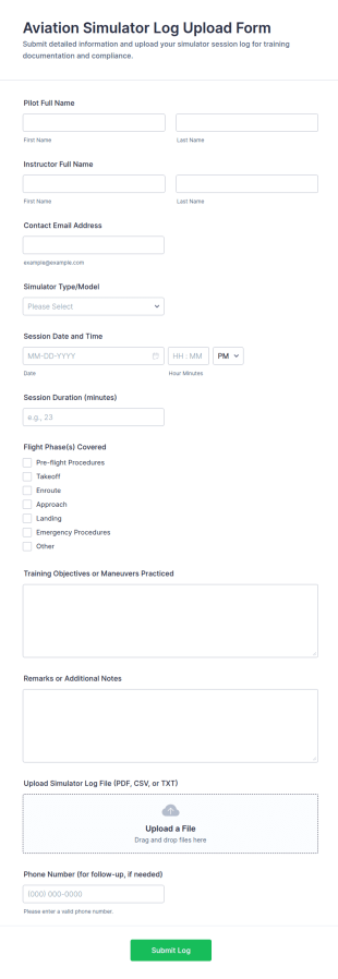 Aviation Simulator Log Upload Form Template