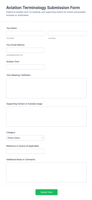 Aviation Terminology Submission Form Template