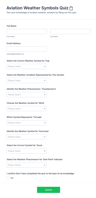 Aviation Weather Symbols Quiz Form Template