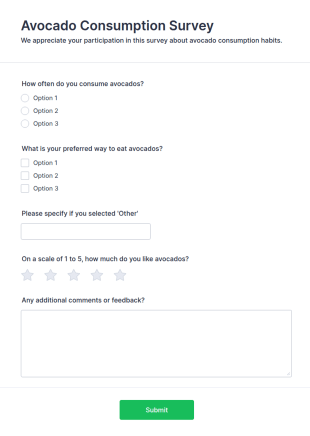 Avocado Consumption Survey Form Template