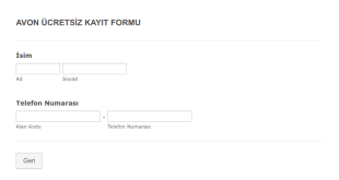 Avon Ücretsiz Kayıt Form Şablonu