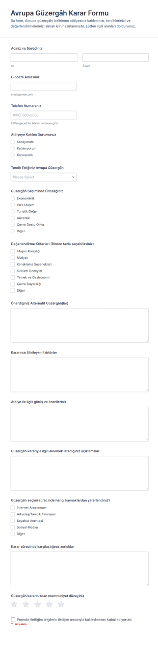 Avrupa Rota Karar Atölyesi Form Şablonu