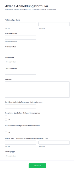 Awana Anmeldungsformular