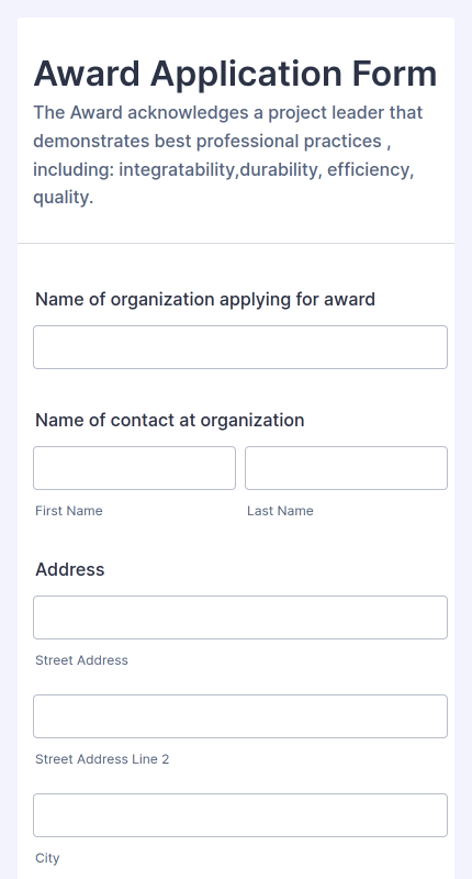 Award Application Form