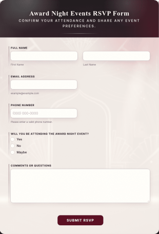 Award Night Events RSVP Form Template
