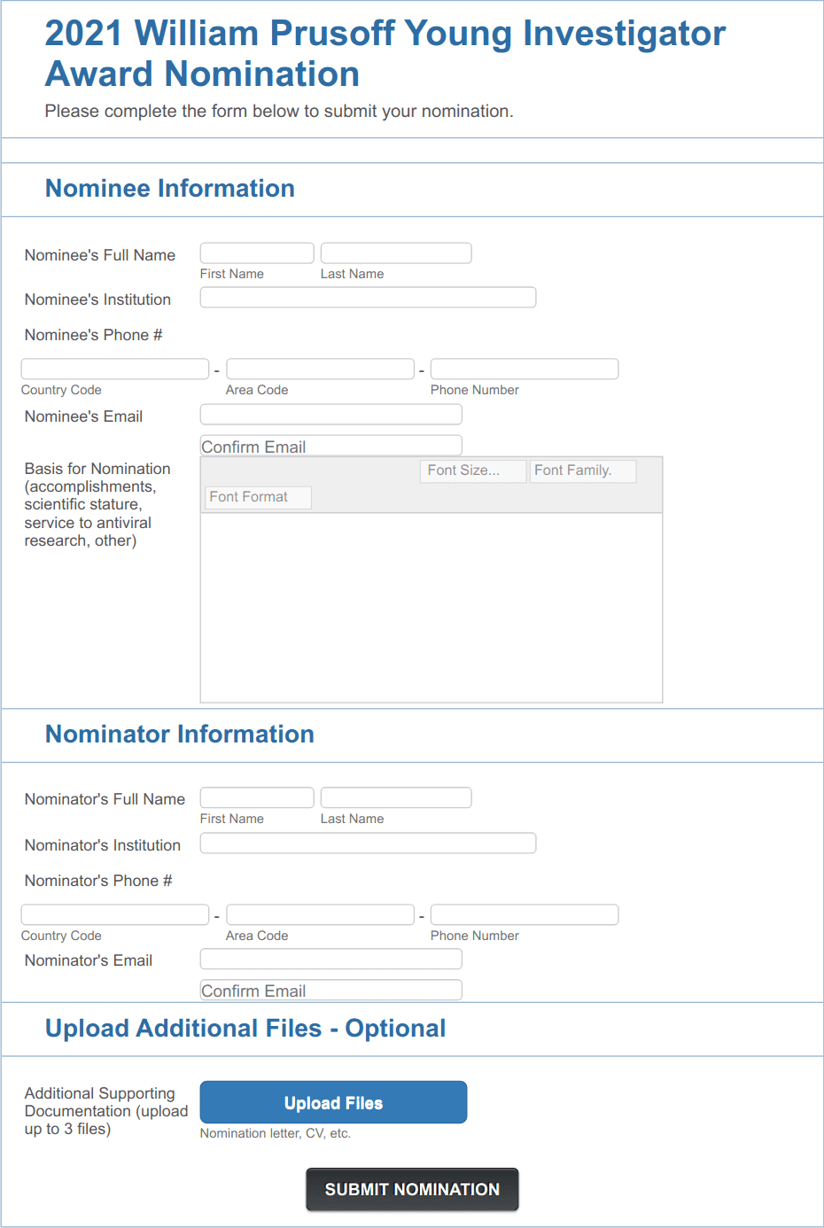 Award Nomination Form Template | Jotform