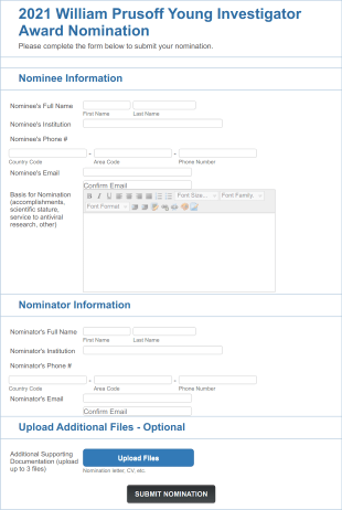 Investigator Award Nomination Form Template
