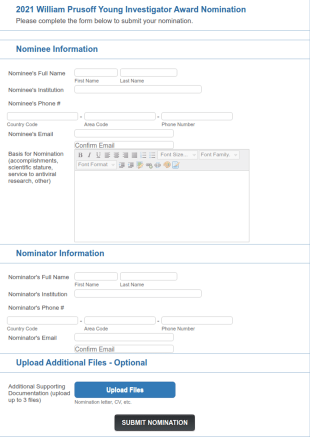 Investigator Award Nomination Form Template